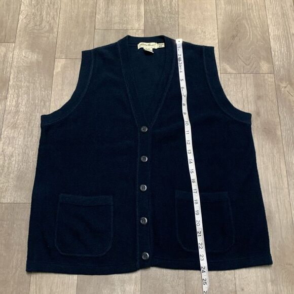 Womens Eddie Bauer Navy Blue Cotton Minimalist Button Down Cardigan Sweater - Picture 5 of 6